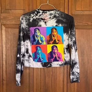 Chemistry Black & White Tie-Dye Long Sleeve Tee with Multicolor Pop Art Print